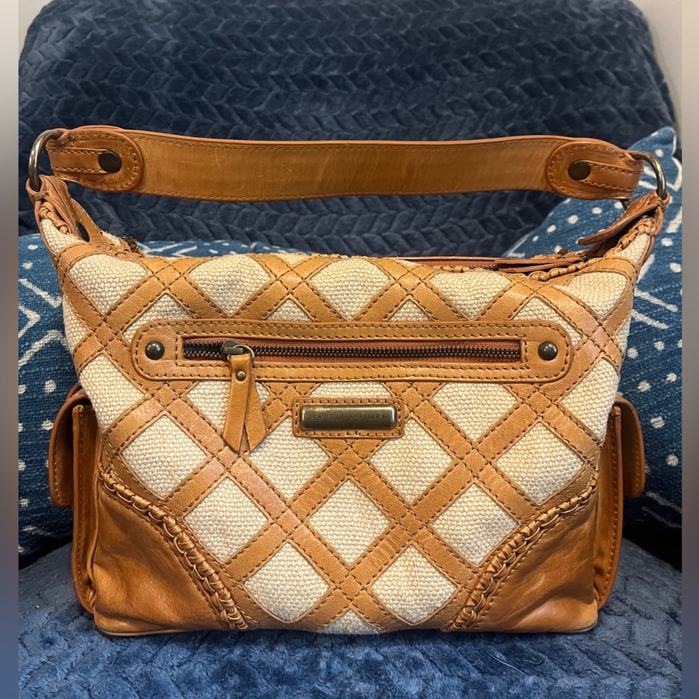 Vintage Isabella Fiore lattice leather beaded bag